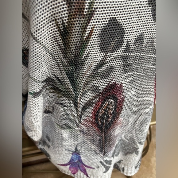 LUISA RICCI ITALY DOLMAN SLEEVE FLORAL FEATHER VIBRANT KNITTED SWEATER SZ M - Picture 2 of 10